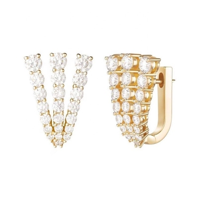 18K vàng bọc 925 Sterling bạc Pave CZ Phụ nữ Huggie tai nghe CLASSIC phong cách