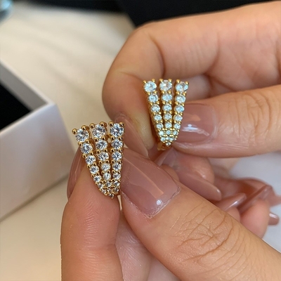 18K vàng bọc 925 Sterling bạc Pave CZ Phụ nữ Huggie tai nghe CLASSIC phong cách