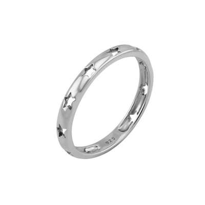 Phong cách thời trang Star Hollow Eternity Band nhẫn bằng bạc 925 đồ trang sức bằng vàng 18K
