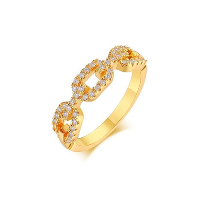 925 Sterling Silver Curb Link Chain Ring 18K Phụ nữ Cubic Zirconia
