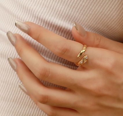 Kích thước 4-10 CZ Nhẫn đá 18K Vàng mở rắn 925 Sterling bạc nhẫn động vật