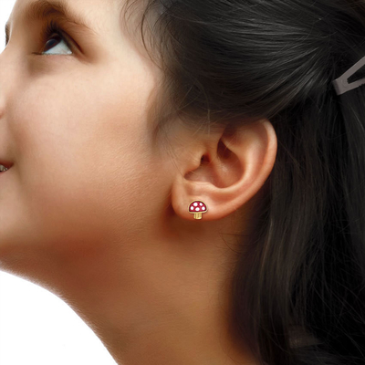 Chubby nấm bông tai 925 trẻ em Bông tai bạc Sterling