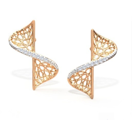 Bộ tai 2024 với công nghệ đặt Pave và Cubic Zirconia Swerve Twist Studs