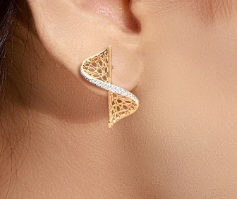 Bộ tai 2024 với công nghệ đặt Pave và Cubic Zirconia Swerve Twist Studs