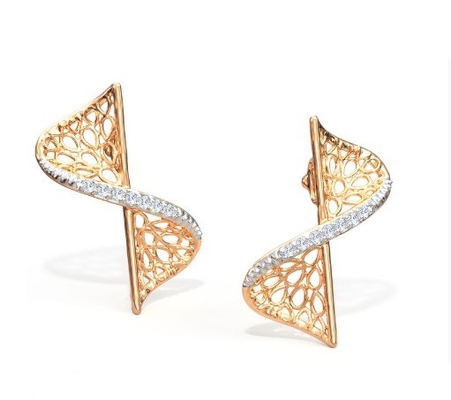 Bộ tai 2024 với công nghệ đặt Pave và Cubic Zirconia Swerve Twist Studs