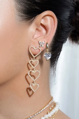 Phong cách cổ điển 925 Sterling Silver Gold Plated Cubic Zirconia Bướm Stud tai