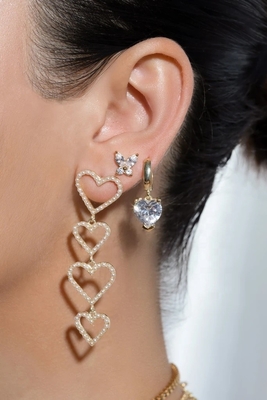 Phong cách cổ điển 925 Sterling Silver Gold Plated Cubic Zirconia Bướm Stud tai