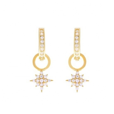 925 Sterling Silver Mini Starburst Pave CZ Huggie Bàn tai với vận chuyển nhanh chóng và an toàn
