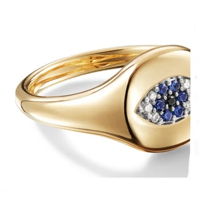 Bộ sưu tập cáp Brazil Evil Eye Mini Pinky Ring 18K vàng trắng CZ 925 bạc