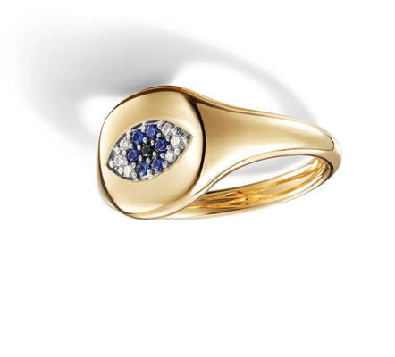 Bộ sưu tập cáp Brazil Evil Eye Mini Pinky Ring 18K vàng trắng CZ 925 bạc