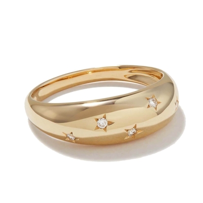 Eternity Band nhẫn 18K vàng của Brazil Ngôi sao trang sức 925 Sterling Silver Dome Chiếc nhẫn phụ nữ