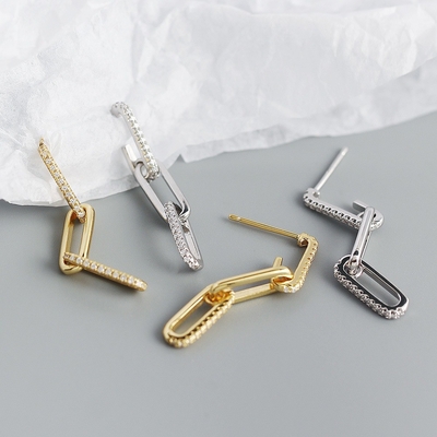 Nhẫn dây chuyền hình chữ nhật trong bạc 925 Sterling cho đêm phụ nữ