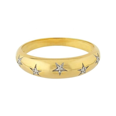 Chiếc nhẫn mái vòm 14k 18k vàng Chunky Star Set Nhẫn kim cương cho trang phục phong cách