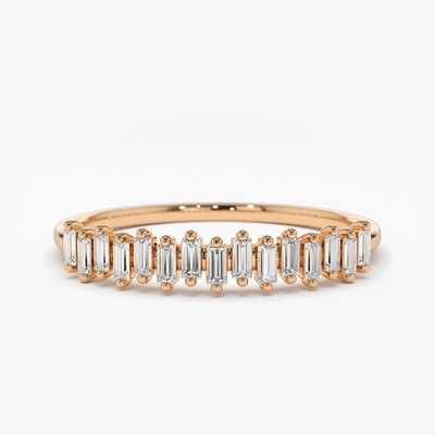 925 Sterling Silver CZ Diamond Baguette Chiếc nhẫn vĩnh cửu nữ với vàng vàng