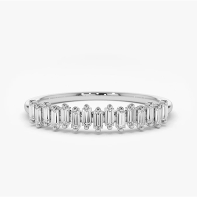 925 Sterling Silver CZ Diamond Baguette Chiếc nhẫn vĩnh cửu nữ với vàng vàng