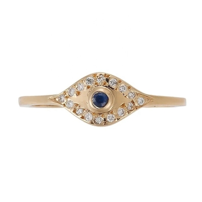 925 Sterling Silver Evil Eye Nhẫn băng kim cương với bọc bạc theo phong cách cổ điển