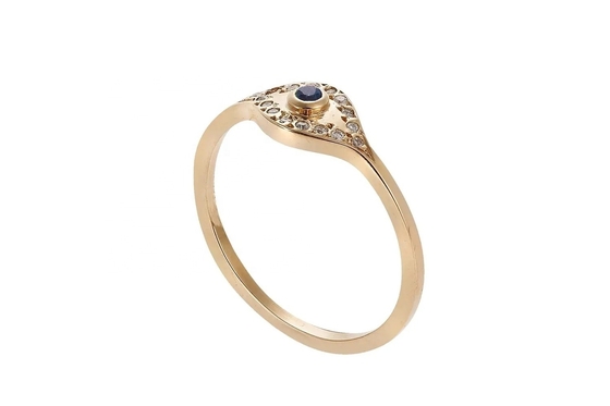 925 Sterling Silver Evil Eye Nhẫn băng kim cương với bọc bạc theo phong cách cổ điển