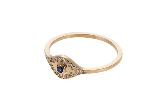 925 Sterling Silver Evil Eye Nhẫn băng kim cương với bọc bạc theo phong cách cổ điển