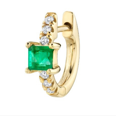 925 Sterling Silver Mini Gold Plated Baguette Hoop Huggie Bàn tai cho phụ nữ đồ trang sức