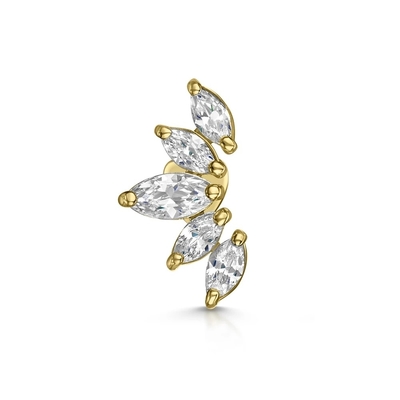 Bọc vàng Rhodium Stud Bàn tai màu trắng CZ cho phụ nữ