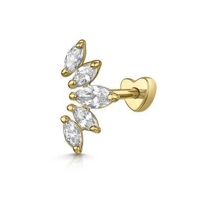 Bọc vàng Rhodium Stud Bàn tai màu trắng CZ cho phụ nữ