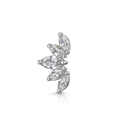 Bọc vàng Rhodium Stud Bàn tai màu trắng CZ cho phụ nữ