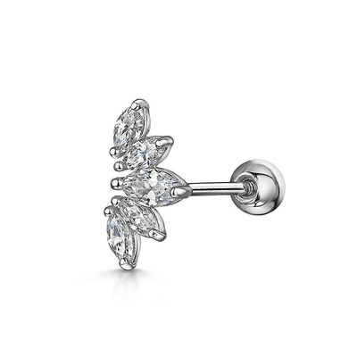 Bọc vàng Rhodium Stud Bàn tai màu trắng CZ cho phụ nữ