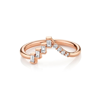 Ưu tiên OEM Kim cương tròn và Baguettes tam giác Eclectic nhẫn bạc cho phụ nữ