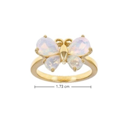 Đồ trang sức tinh tế nhiều màu Ethiopia Opal Butterfly Ring 18k vàng vàng trên Sterling bạc