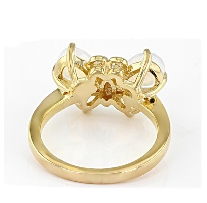 Đồ trang sức tinh tế nhiều màu Ethiopia Opal Butterfly Ring 18k vàng vàng trên Sterling bạc