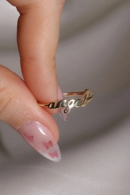 Nhẫn tên thiên thần bằng vàng rắn cho phụ nữ làm bằng tay Glitter 925 Sterling Silver Modern N/A