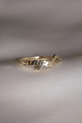Nhẫn tên thiên thần bằng vàng rắn cho phụ nữ làm bằng tay Glitter 925 Sterling Silver Modern N/A