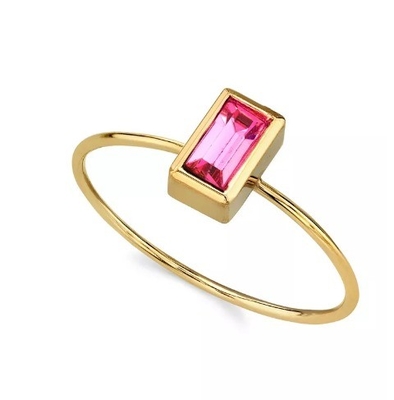 14K vàng đắm hình khối Zirconia Crystal Ring OEM Rhinestone Ring