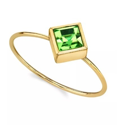 14K vàng đắm hình khối Zirconia Crystal Ring OEM Rhinestone Ring