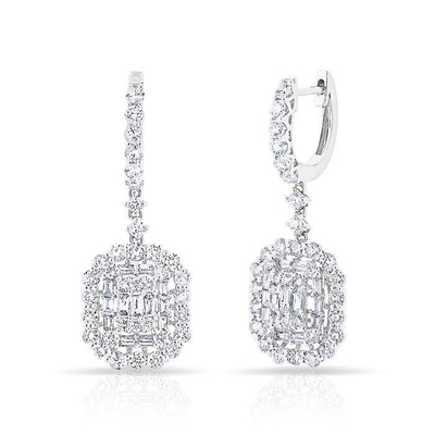 Vòng tai màu trắng CZ 925 Sterling Silver Classic Style cho đính hôn và đám cưới