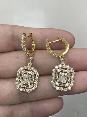 Vòng tai màu trắng CZ 925 Sterling Silver Classic Style cho đính hôn và đám cưới