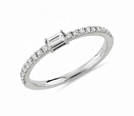 Vật trang sức tốt Nhẫn bạc 925 Sterling với đá xanh hoặc trắng và bọc vàng 18K