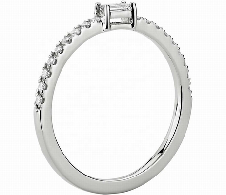 Vật trang sức tốt Nhẫn bạc 925 Sterling với đá xanh hoặc trắng và bọc vàng 18K