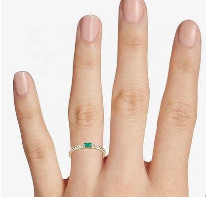 Vật trang sức tốt Nhẫn bạc 925 Sterling với đá xanh hoặc trắng và bọc vàng 18K