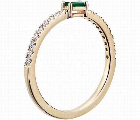 Vật trang sức tốt Nhẫn bạc 925 Sterling với đá xanh hoặc trắng và bọc vàng 18K