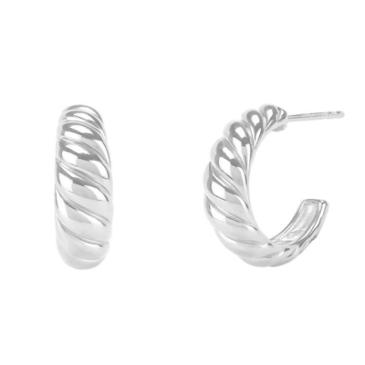 Croissant Dome Hoop Bắt tai 18K vàng bọc bạc Croissant Dome Hoops