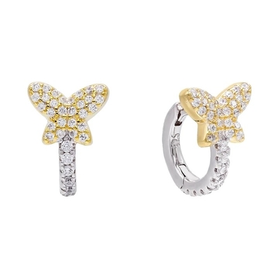 Mini Summer Butterfly White CZ Huggies 925 Bàn tai bạc Sterling