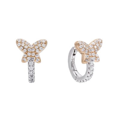 Mini Summer Butterfly White CZ Huggies 925 Bàn tai bạc Sterling