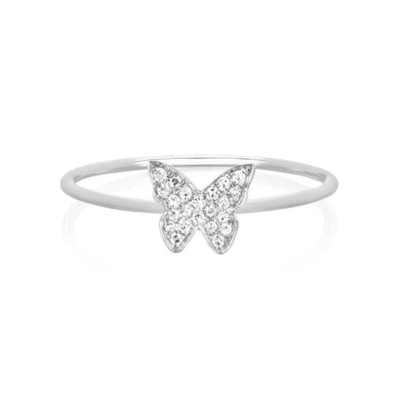 Butterfly White CZ 925 Sterling Silver Đơn giản là nhẫn phụ nữ đồ trang sức