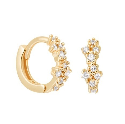 Hoa hình trắng CZ 925 Sterling Silevr Huggies Băng tai cho phụ nữ