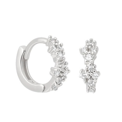 Hoa hình trắng CZ 925 Sterling Silevr Huggies Băng tai cho phụ nữ
