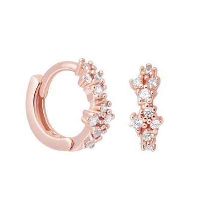 Hoa hình trắng CZ 925 Sterling Silevr Huggies Băng tai cho phụ nữ