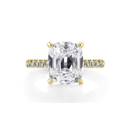 Nhẫn đính hôn bạc trắng CZ 925 Sterling 18K Baguette được mạ vàng