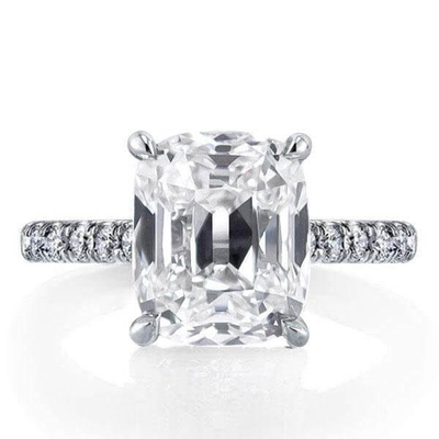 Nhẫn đính hôn bạc trắng CZ 925 Sterling 18K Baguette được mạ vàng