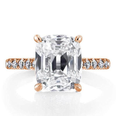 Nhẫn đính hôn bạc trắng CZ 925 Sterling 18K Baguette được mạ vàng